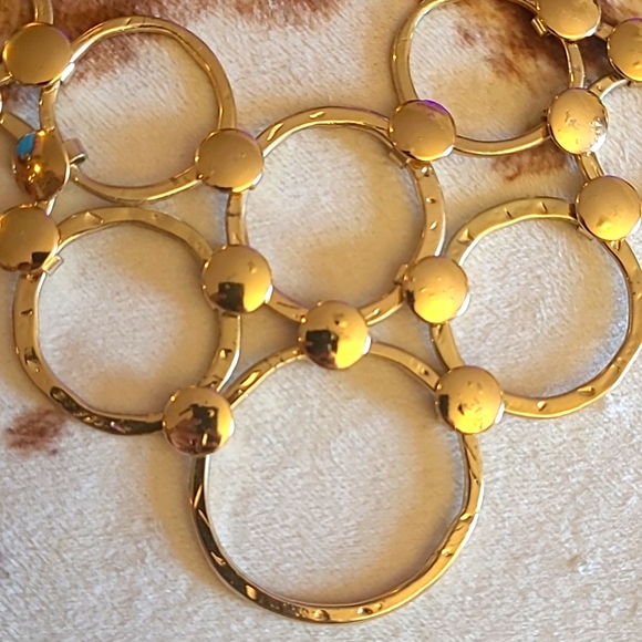 Faux Gold Costume Jewelry Necklace & Hoop Earrings Set - Picture 2 of 7